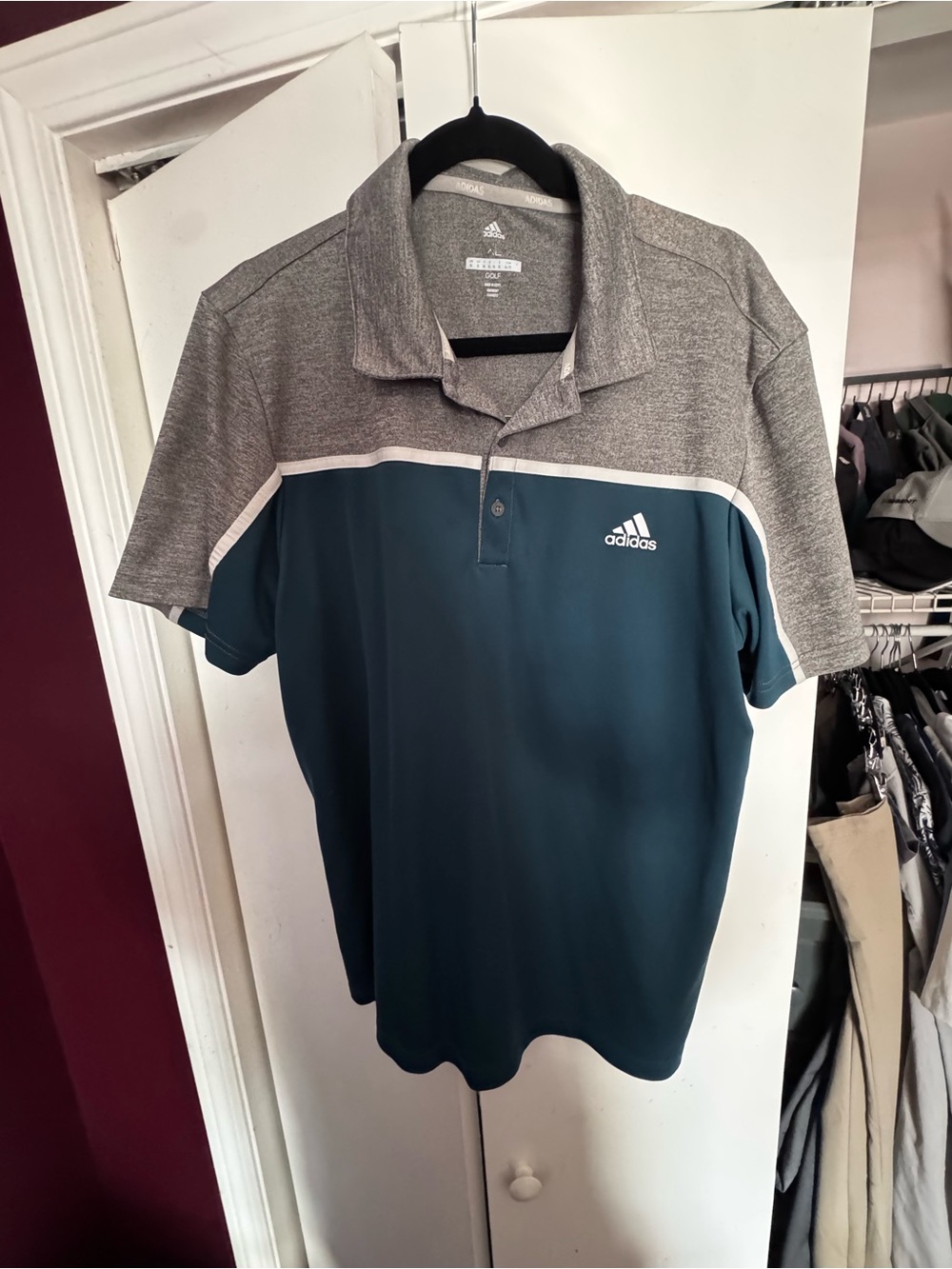 adidas Men’s Teal and Gray Polo Shirt